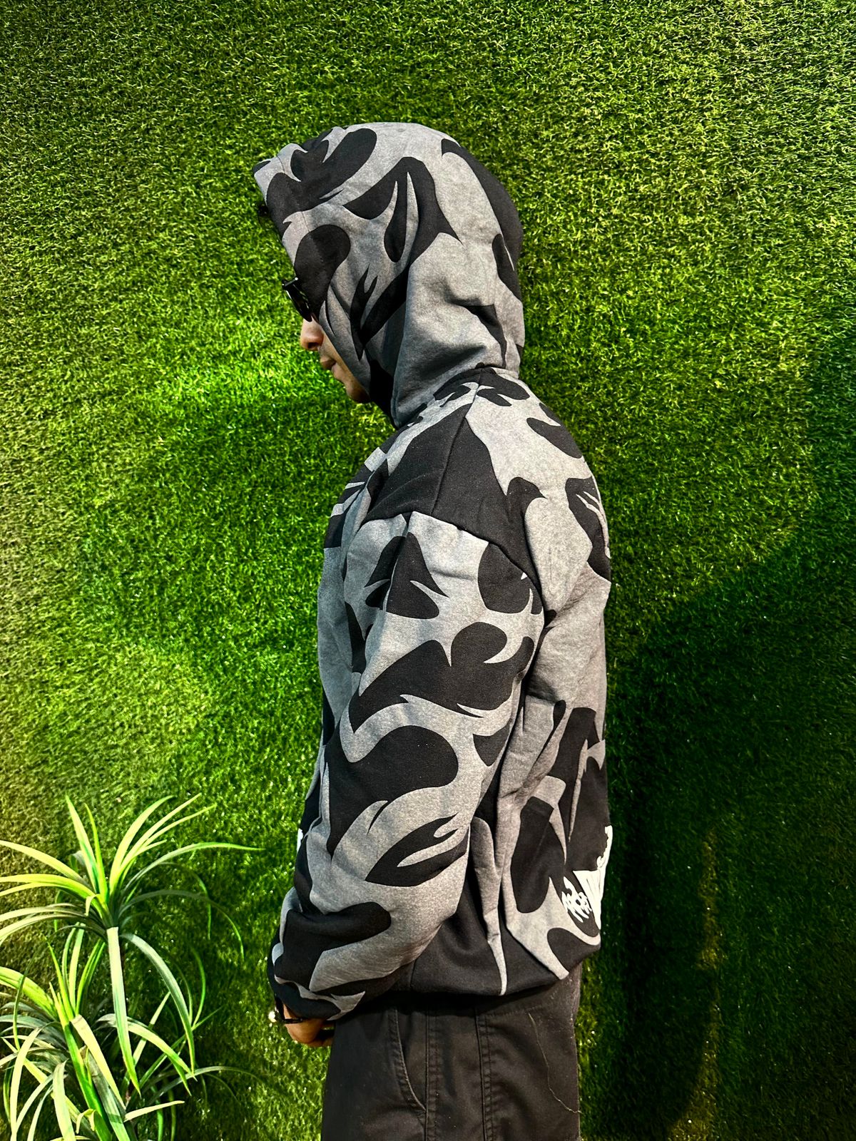 Depth Flame Puff Print Hoodie