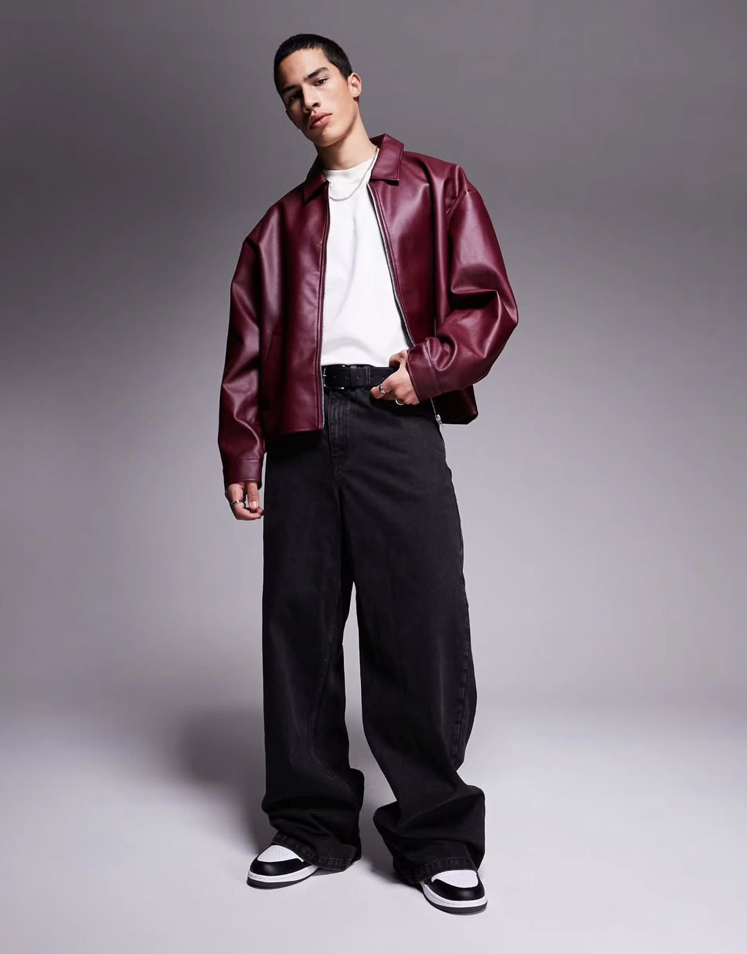 Basic Synthetic Leather Jacket