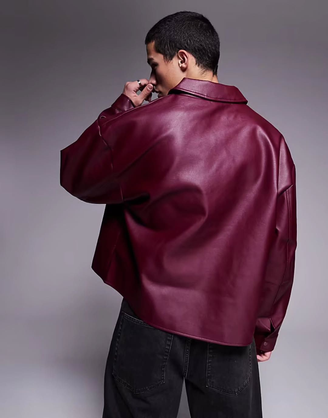 Basic Synthetic Leather Jacket