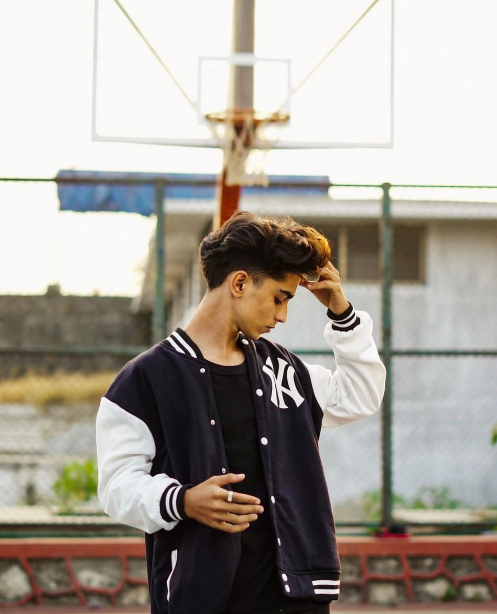 Black and White NY Varsity™ Jacket – YDWC Streetwear Clothing