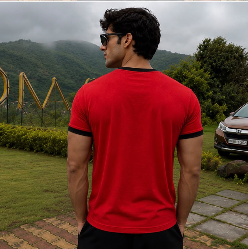 Red & Black Ringer Tee for Men