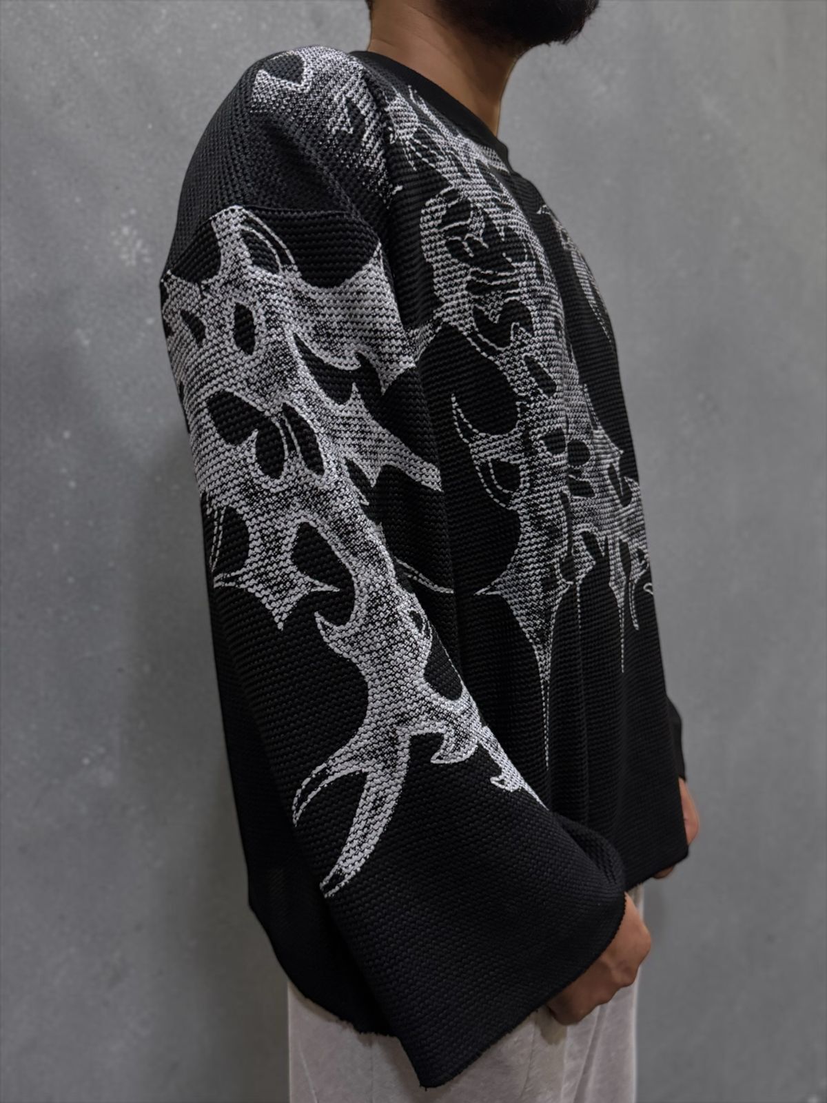 Dragon Black Waffle Knit Oversized T-Shirt