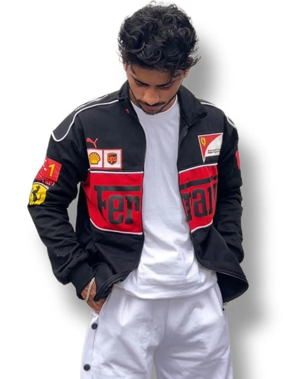 Black Ferrari F1 Racing Jacket by YDWC