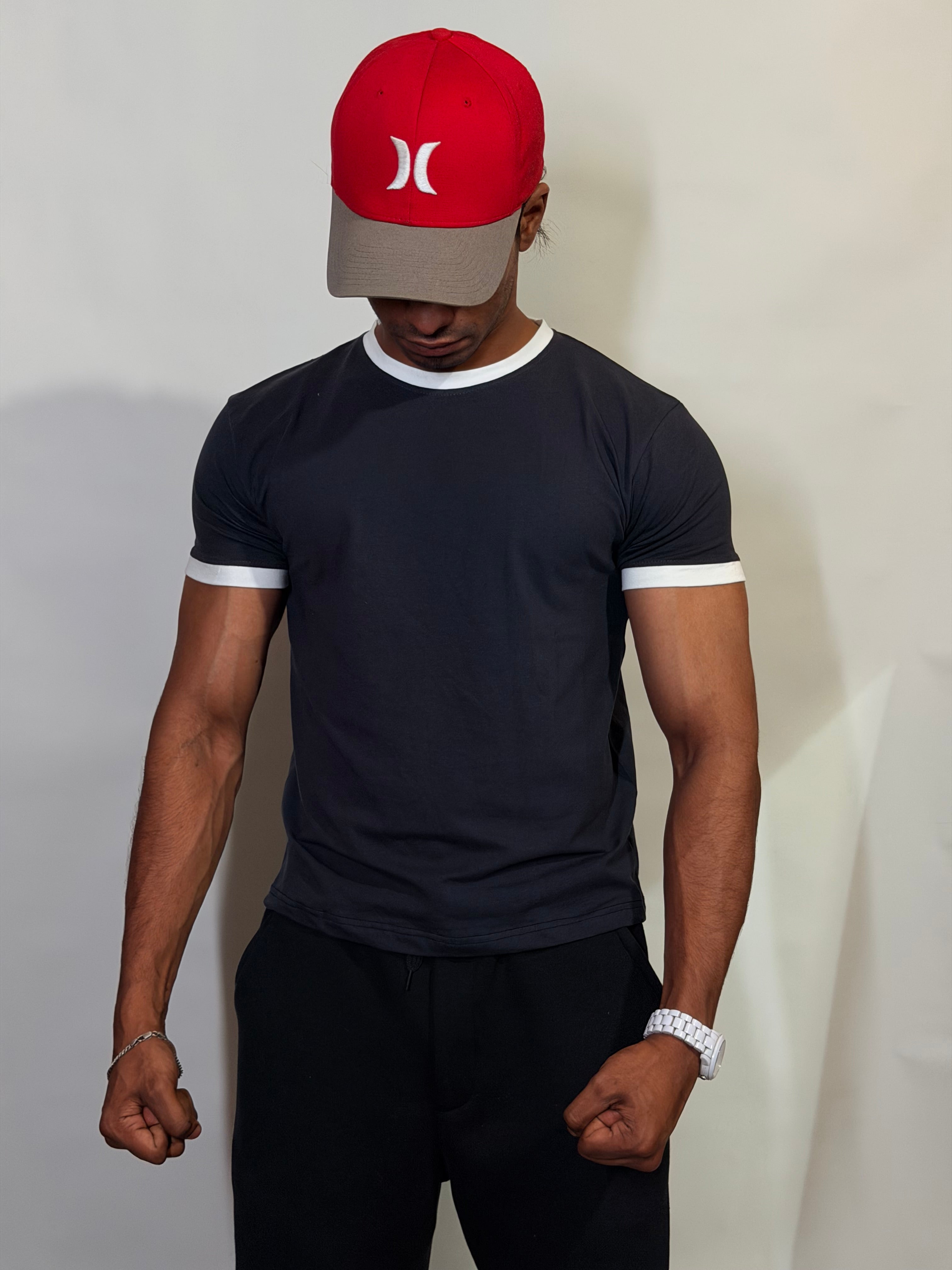 Ash Grey Ringer ( Cropped ) Tee for Men (Copy)