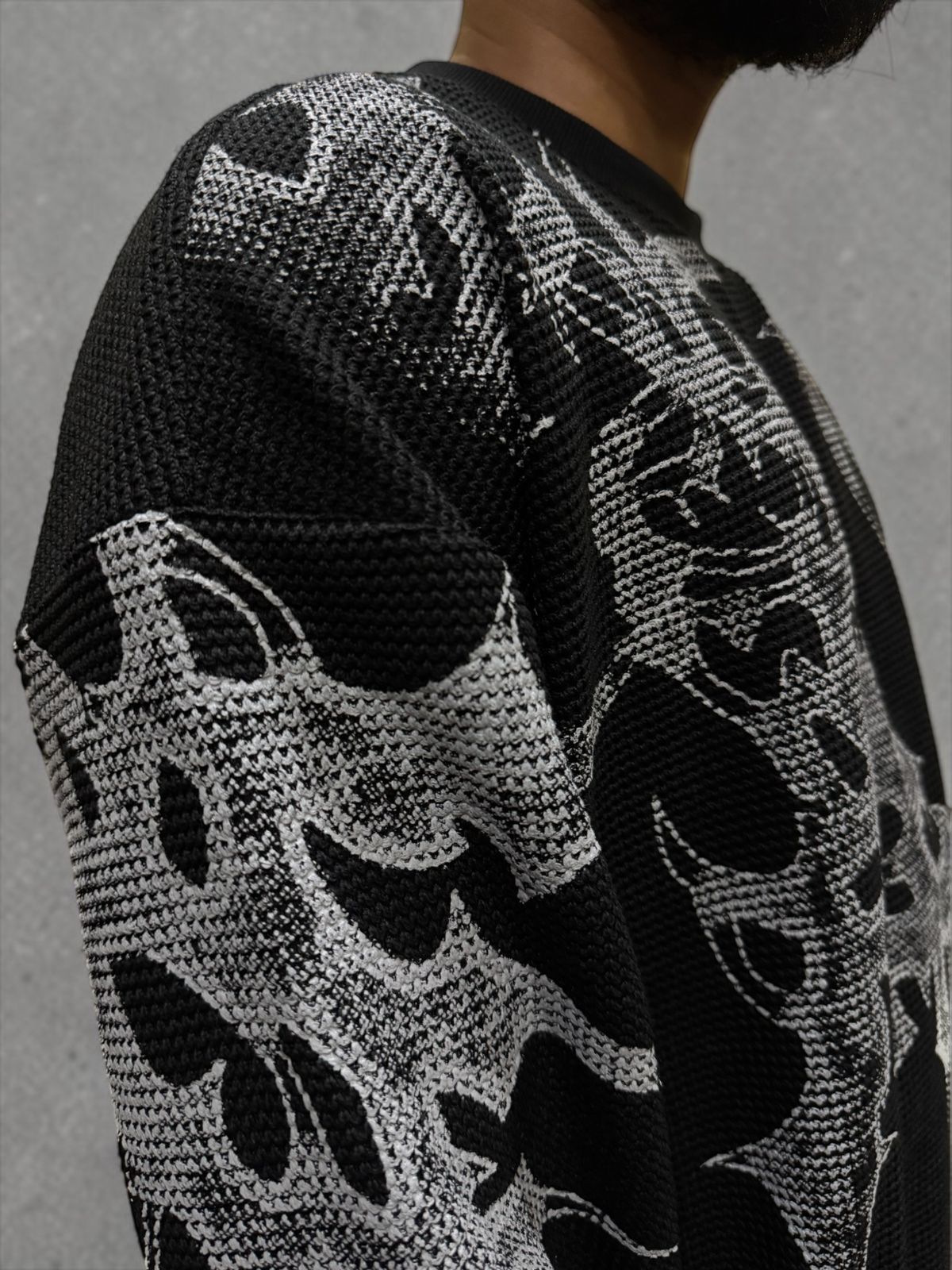 Dragon Black Waffle Knit Oversized T-Shirt