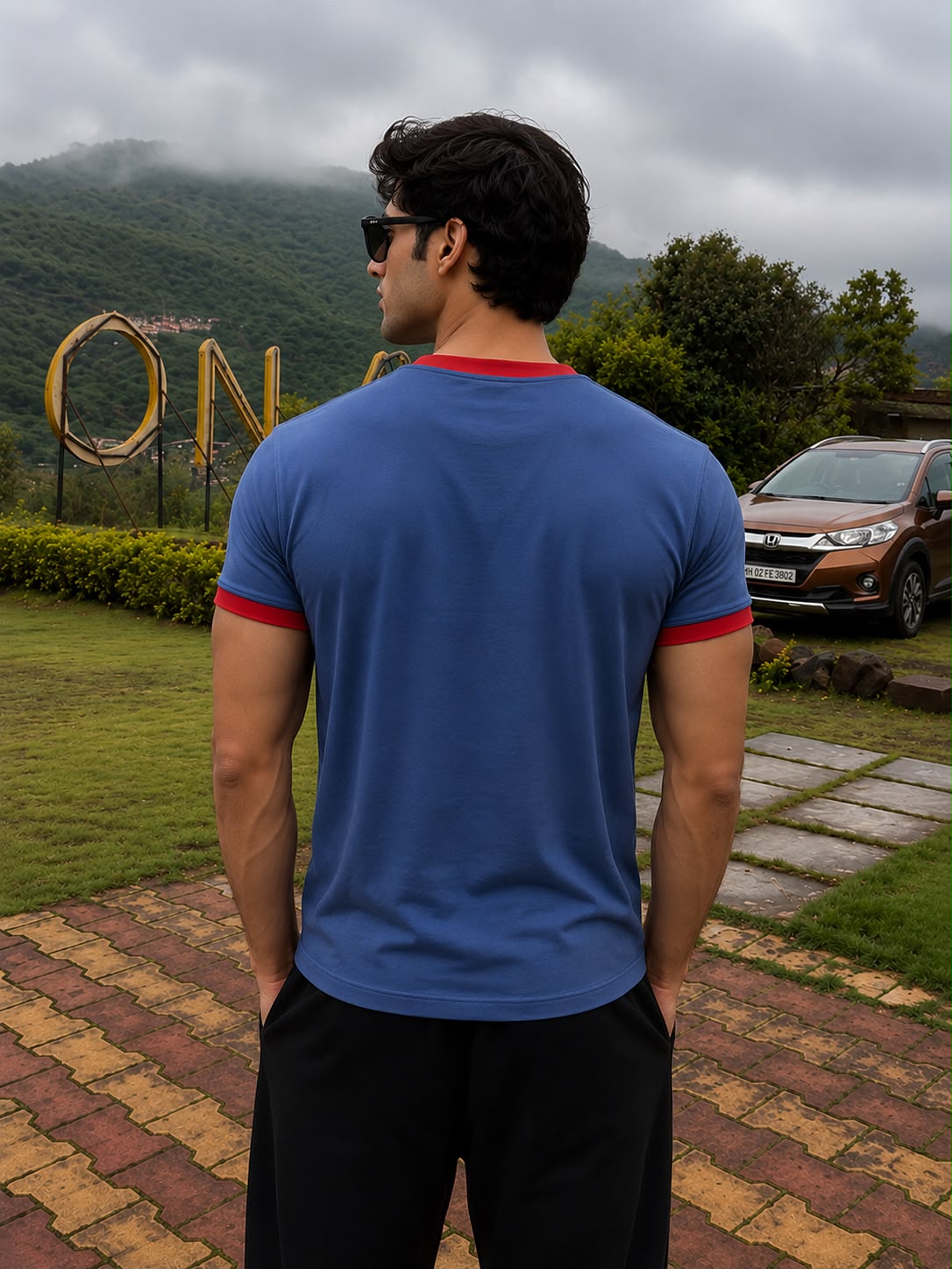 Blue & Red Ringer Tee for Men