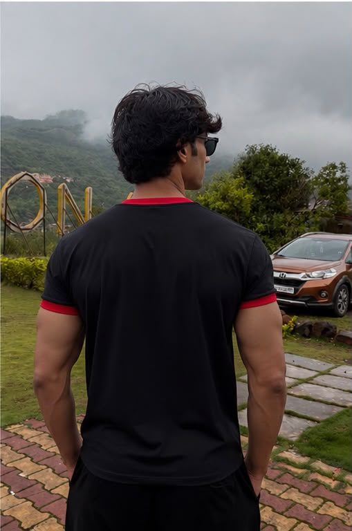 Black & Red Ringer Tee for Men