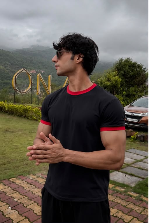 Black & Red Ringer Tee for Men
