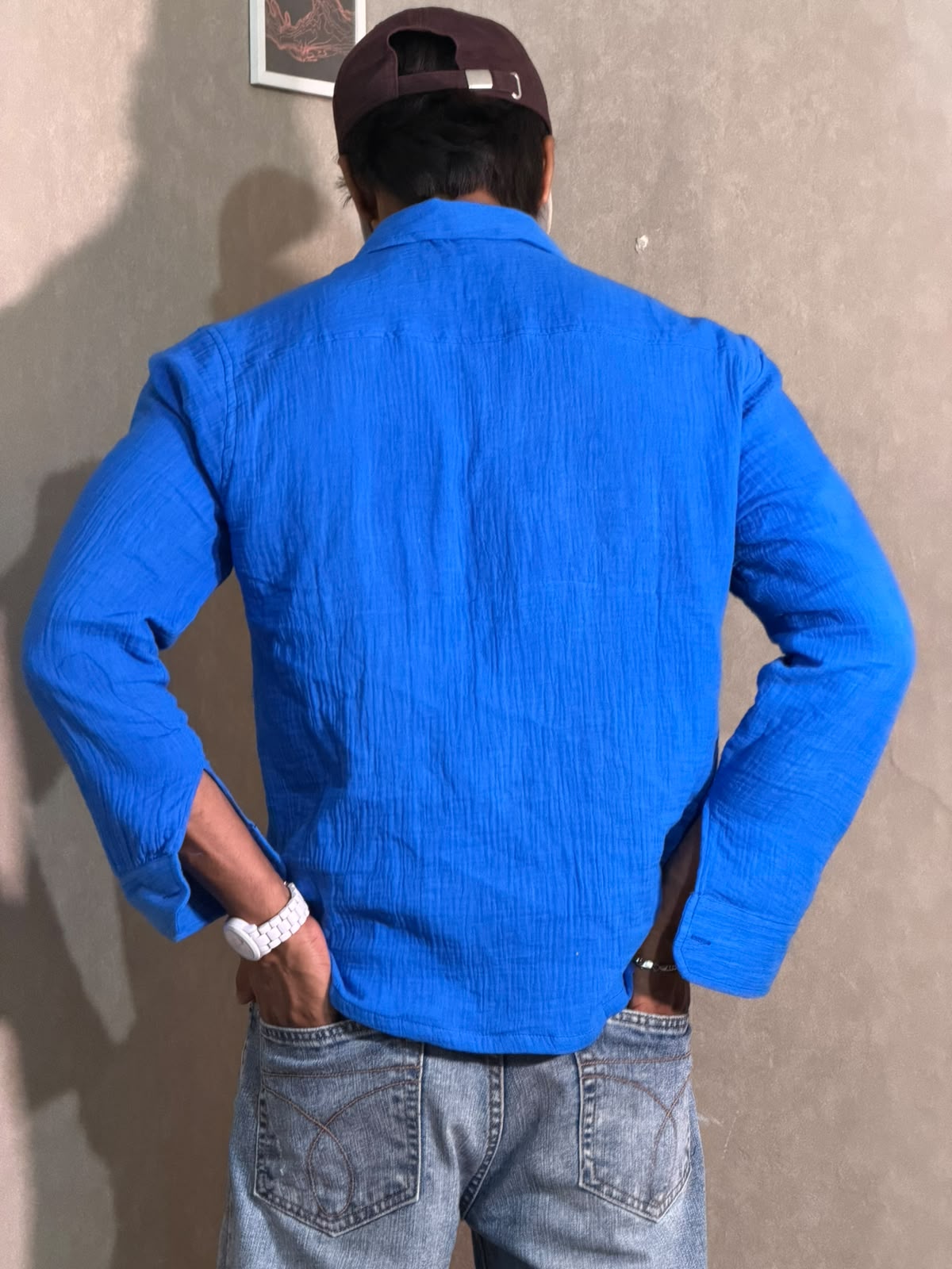 Royal Blue Gauze Shirt – Boxy Fit