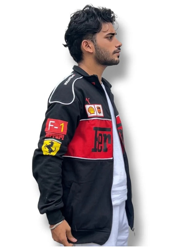 Black Ferrari F1 Racing Jacket by YDWC