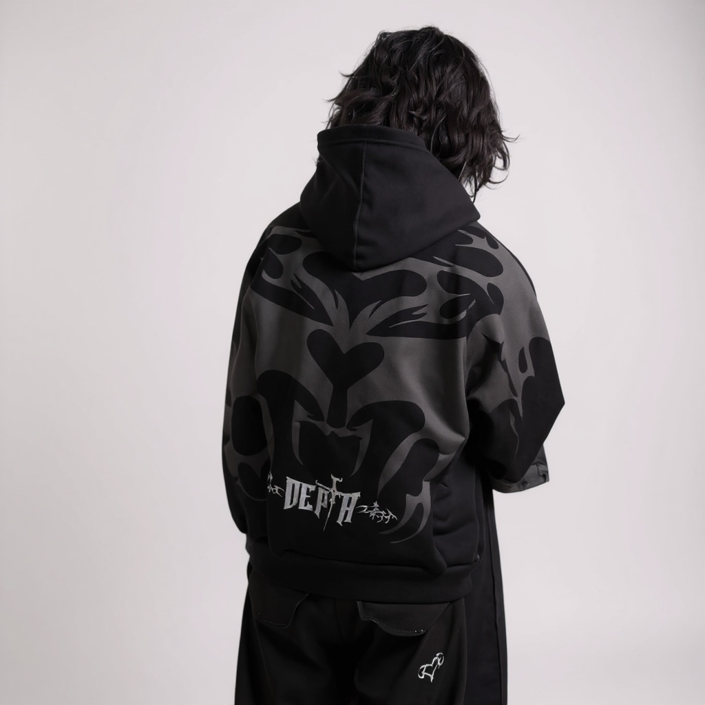 Depth Flame Puff Print Hoodie