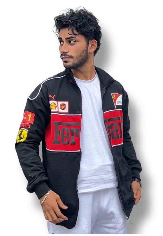 Black Ferrari F1 Racing Jacket by YDWC