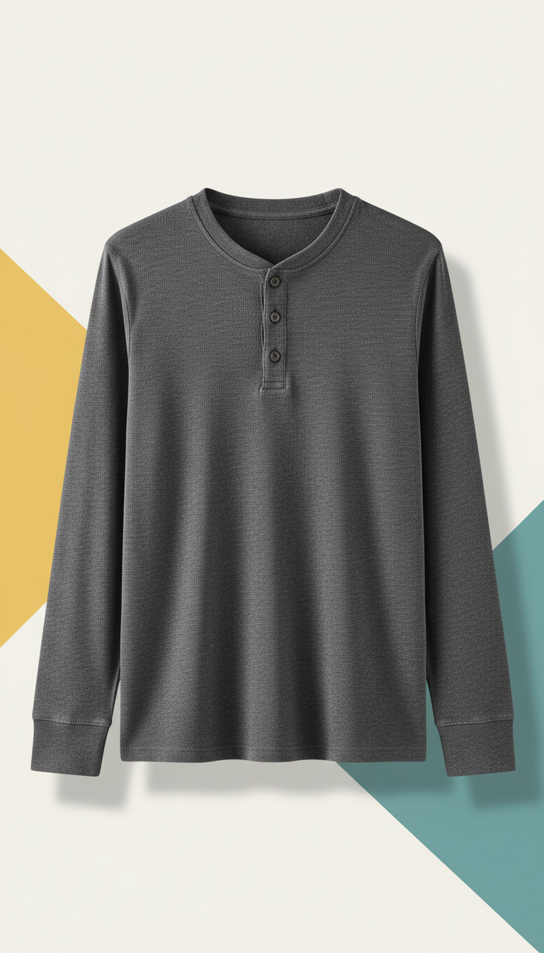 Henley Tee in Graphite Jersey