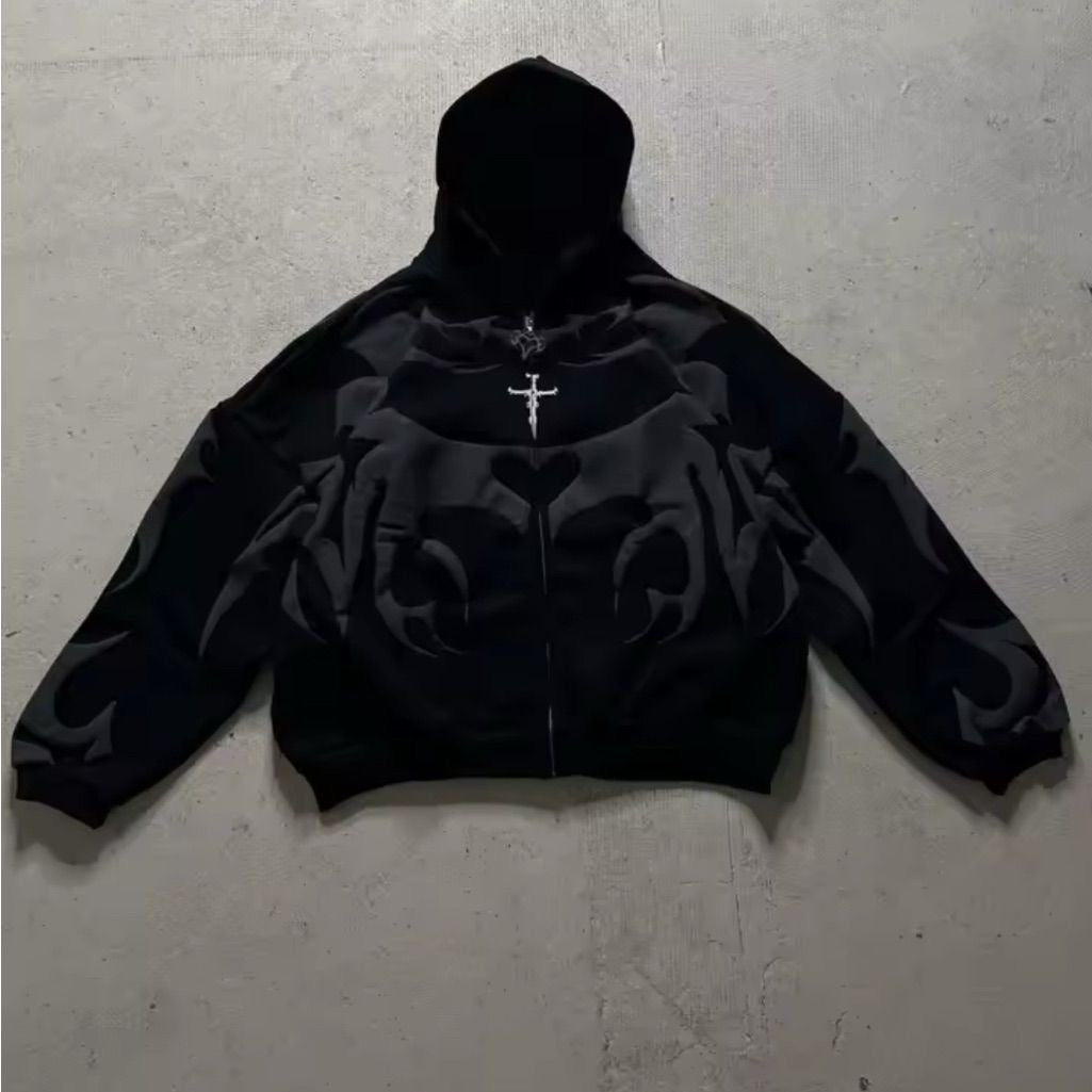 Depth Flame Puff Print Hoodie