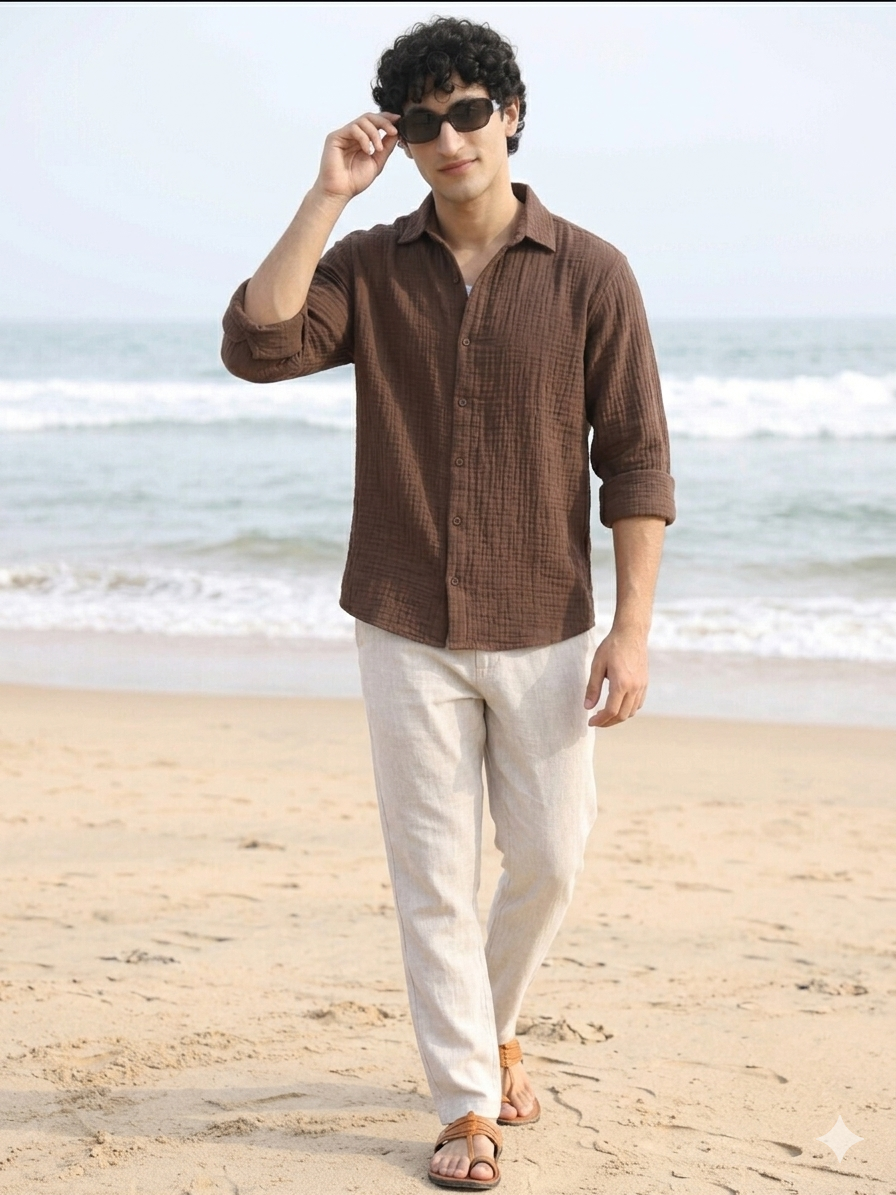 Dark Grey Gauze Shirt – Boxy Fit