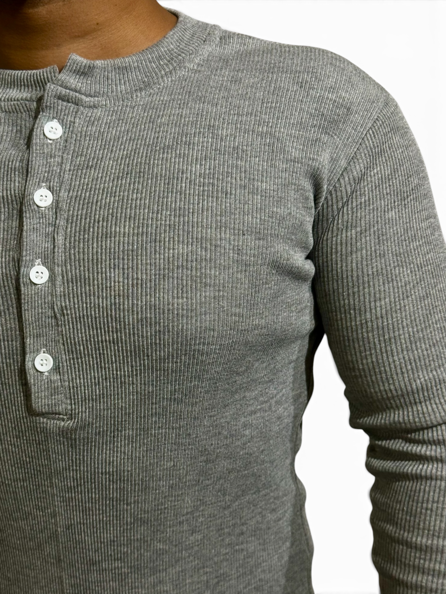 Grey Henley T-Shirt for Men – Premium Ribbed Slim Fit Stylish Casual Wear