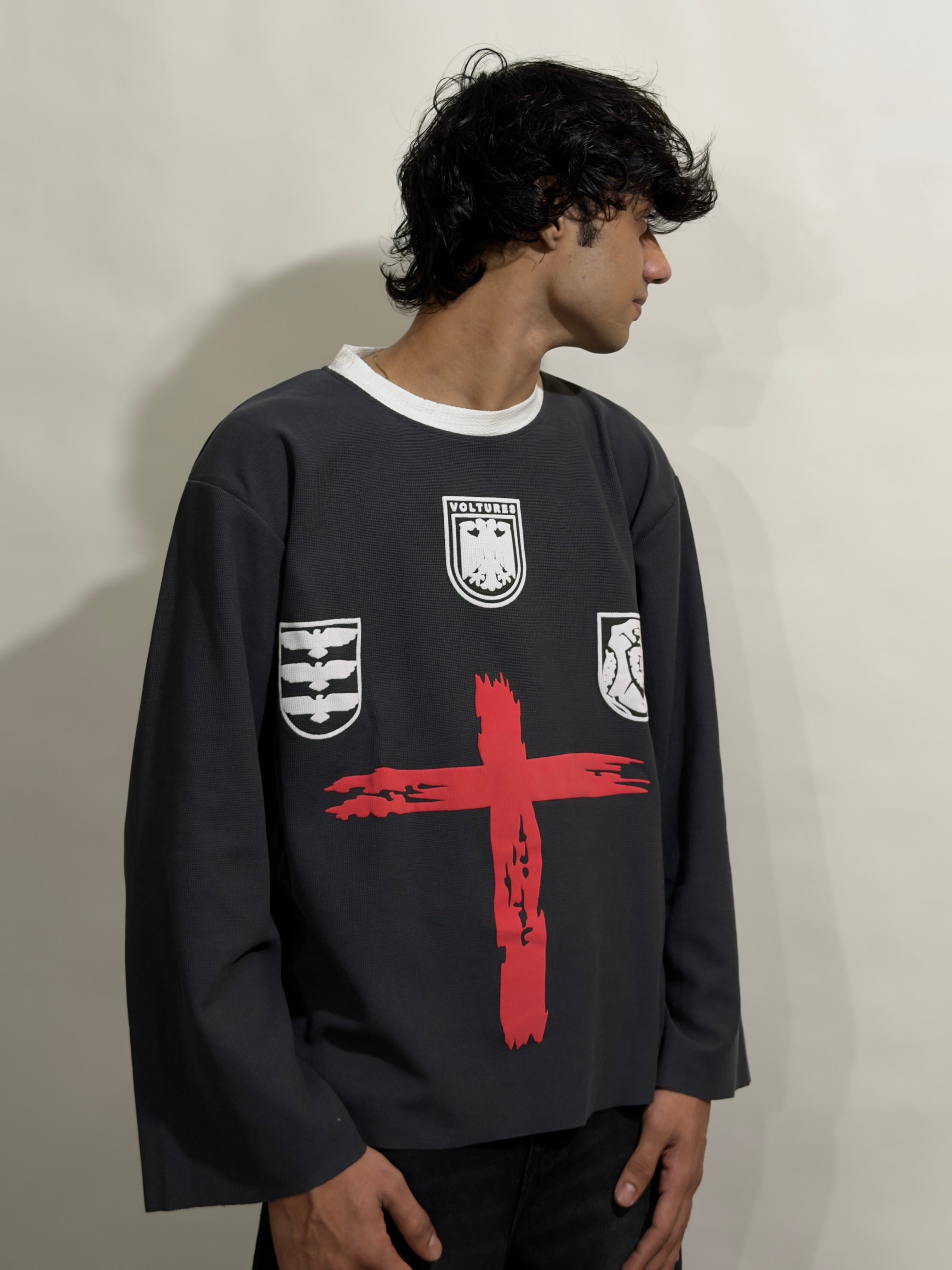 Black Knight's Cross Waffle Boxy Fit