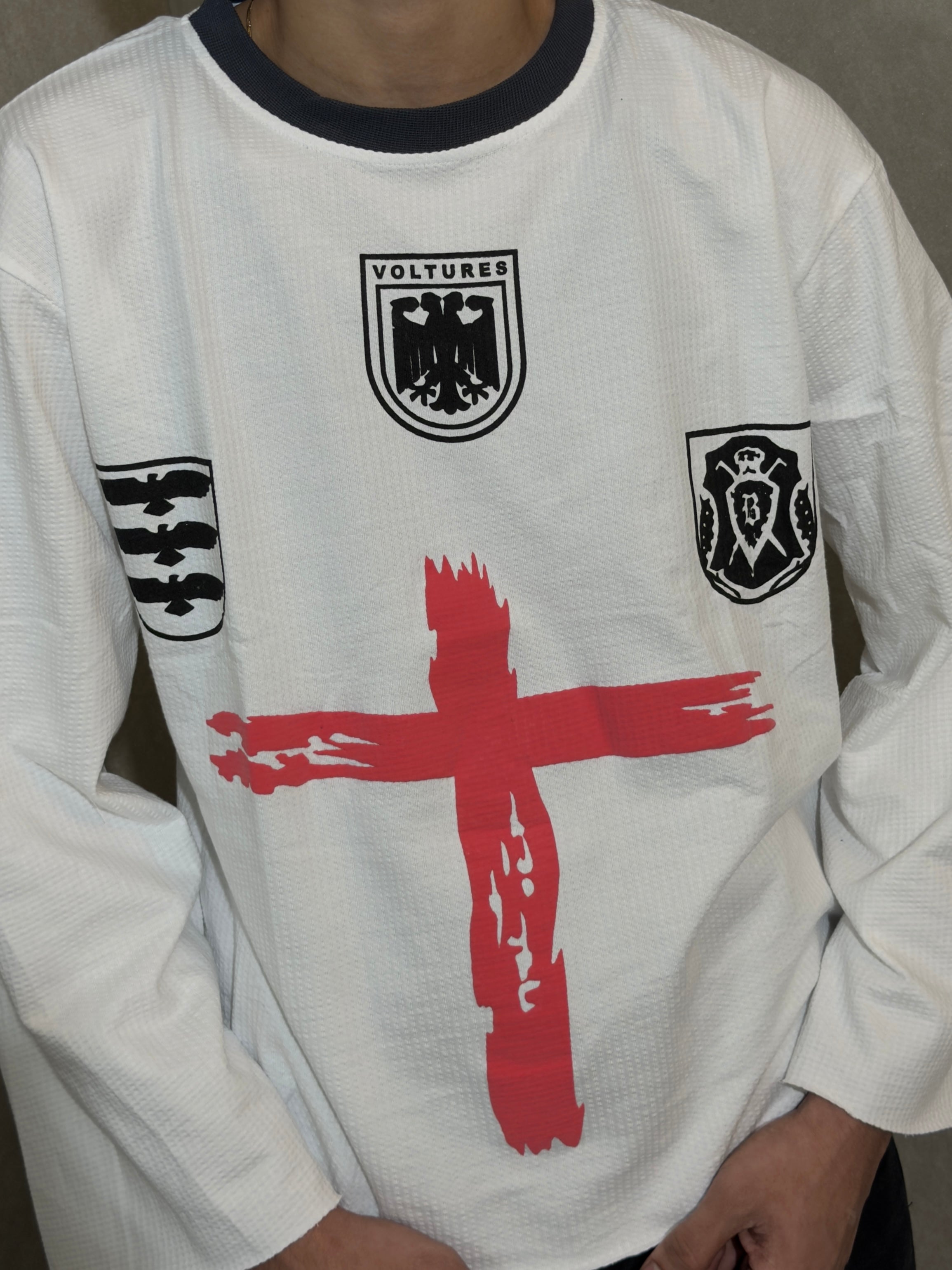 White Knight's Cross Waffle Boxy Fit
