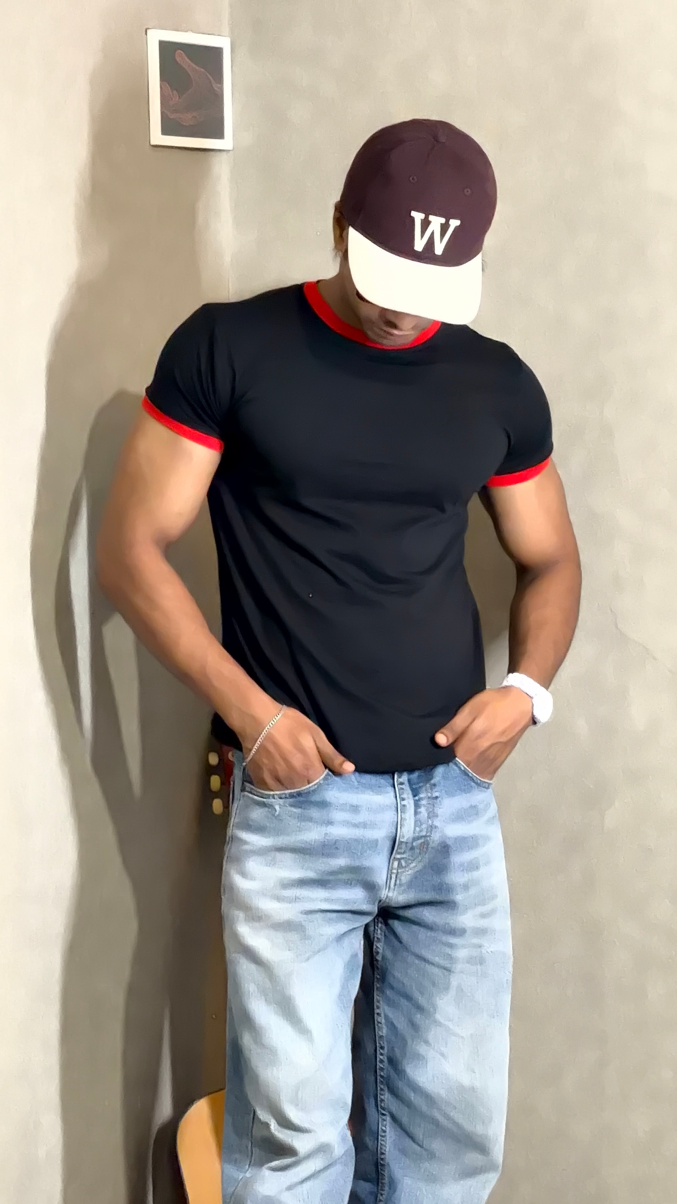 Black & Red Ringer Tee for Men