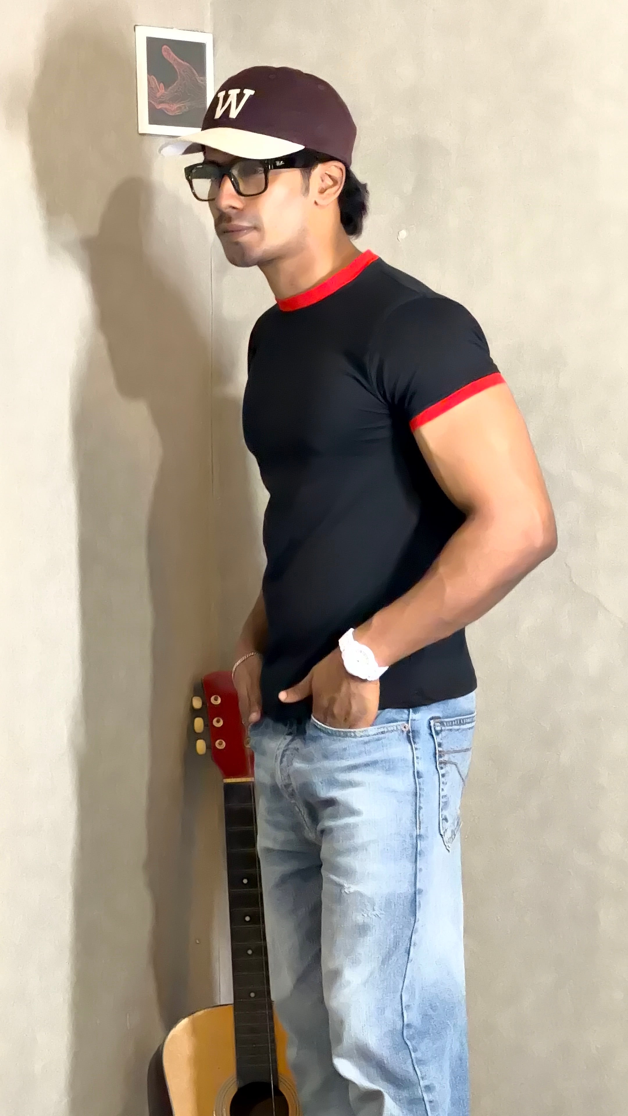 Black & Red Ringer Tee for Men