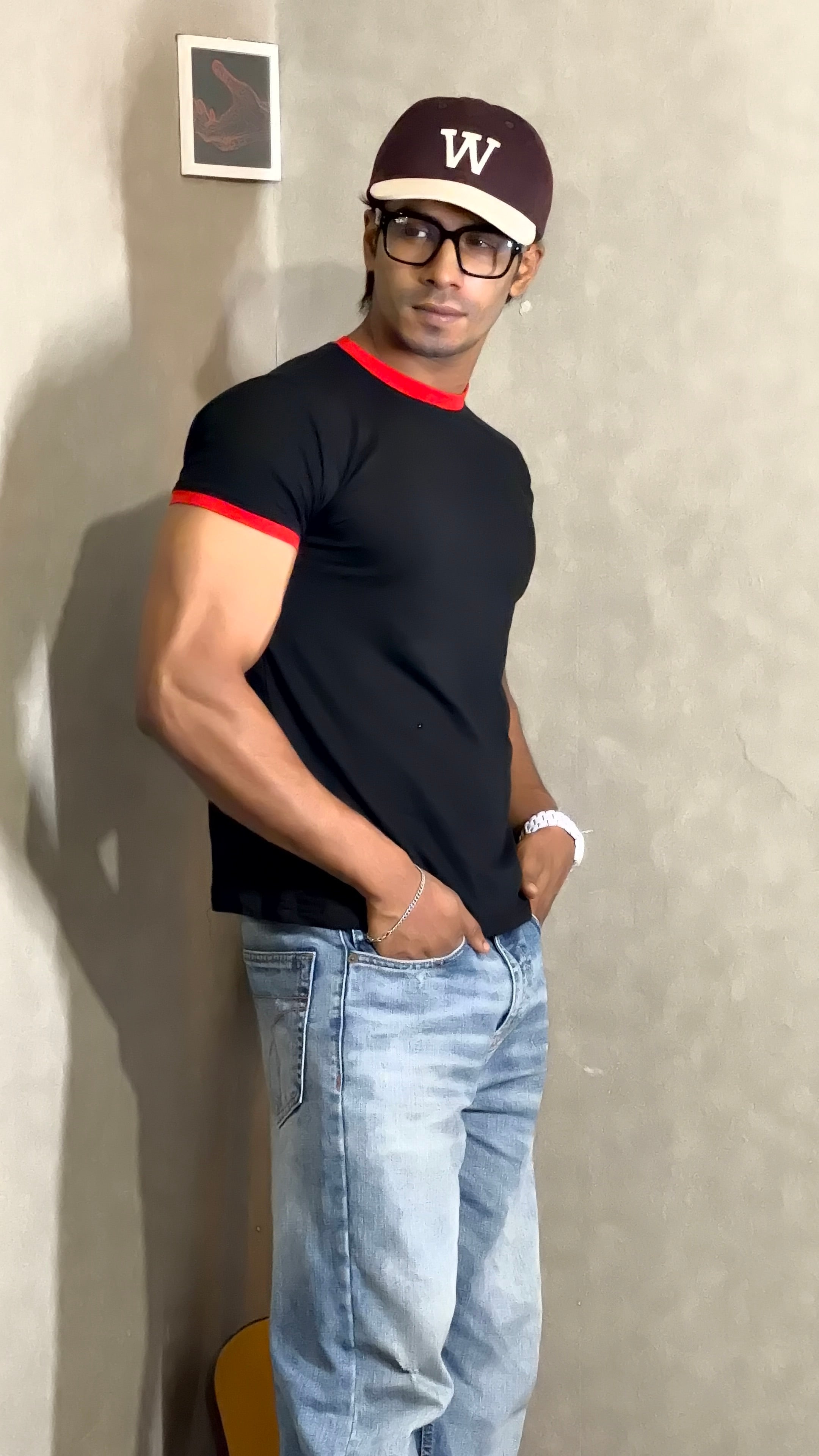 Black & Red Ringer Tee for Men
