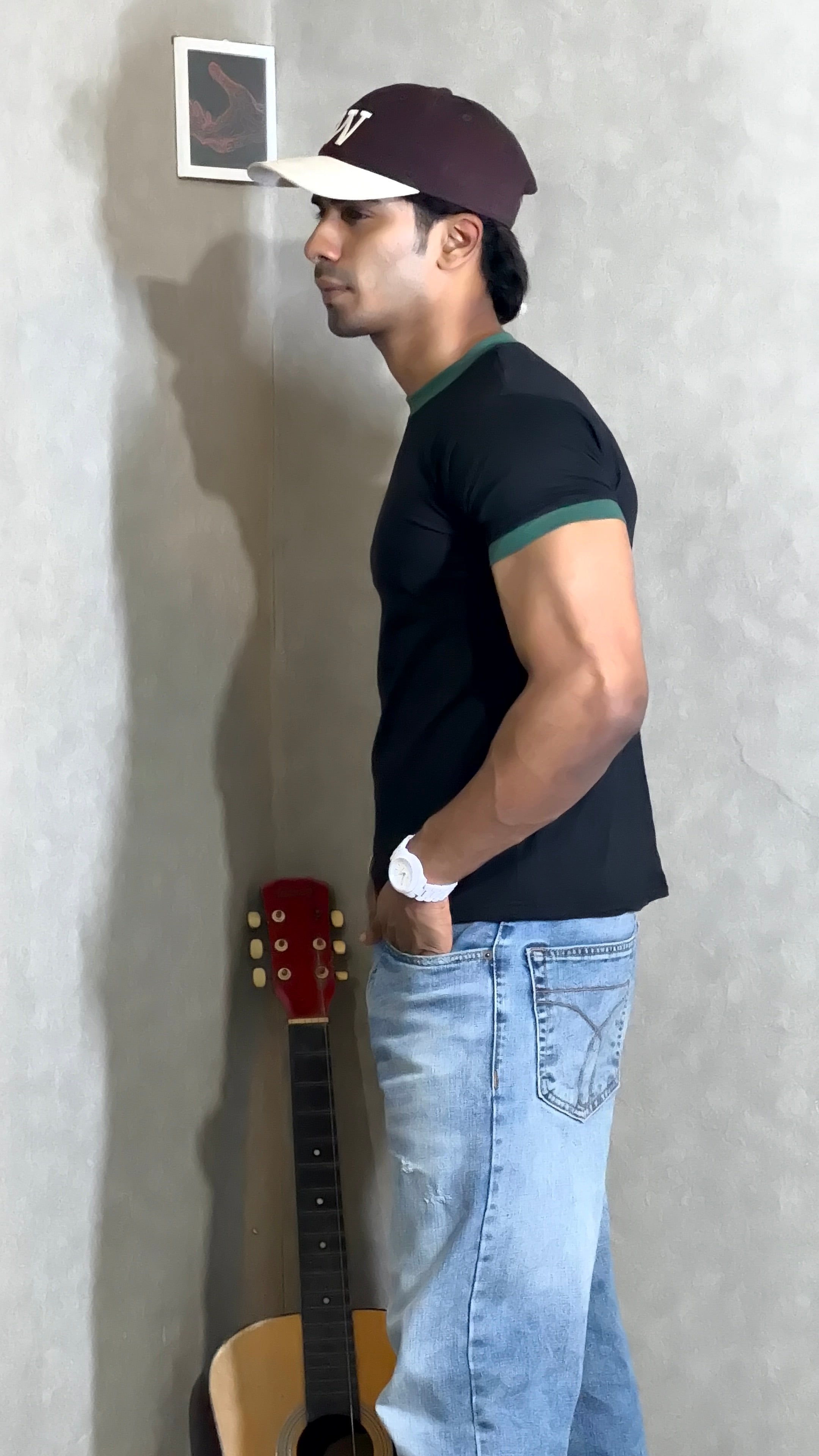 Black & Green Ringer Tee for Men
