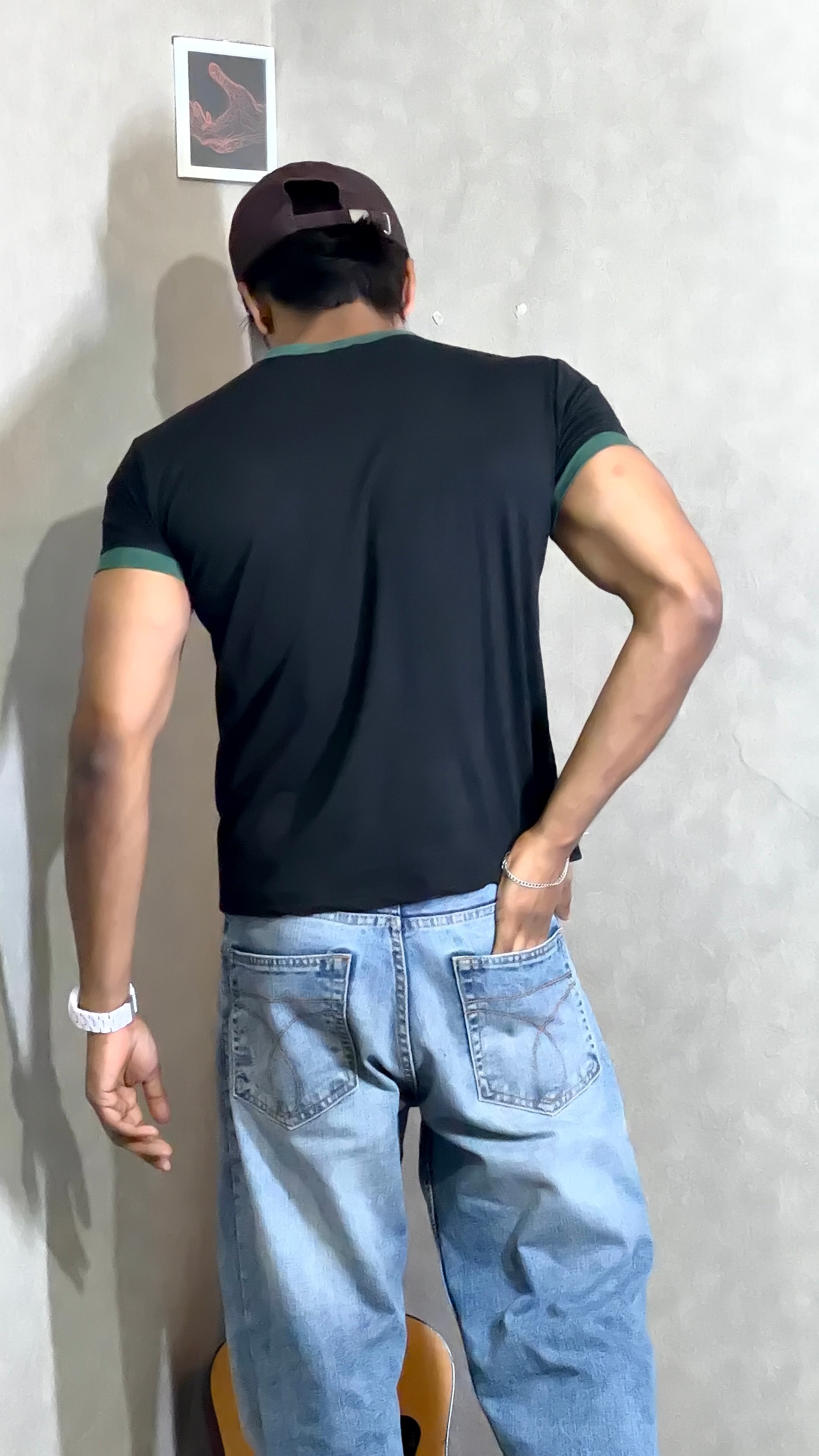 Black & Green Ringer Tee for Men