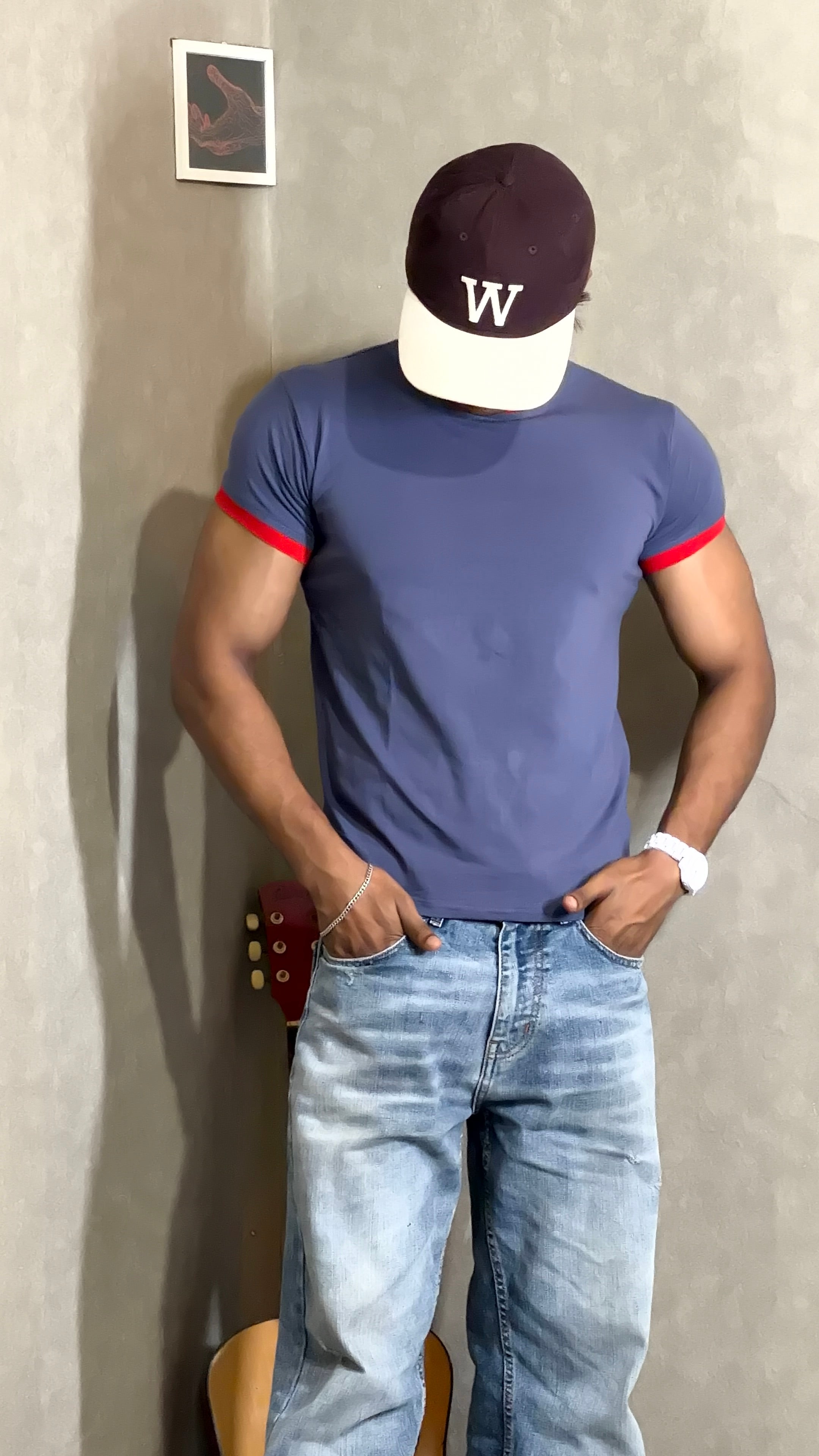 Blue & Red Ringer Tee for Men