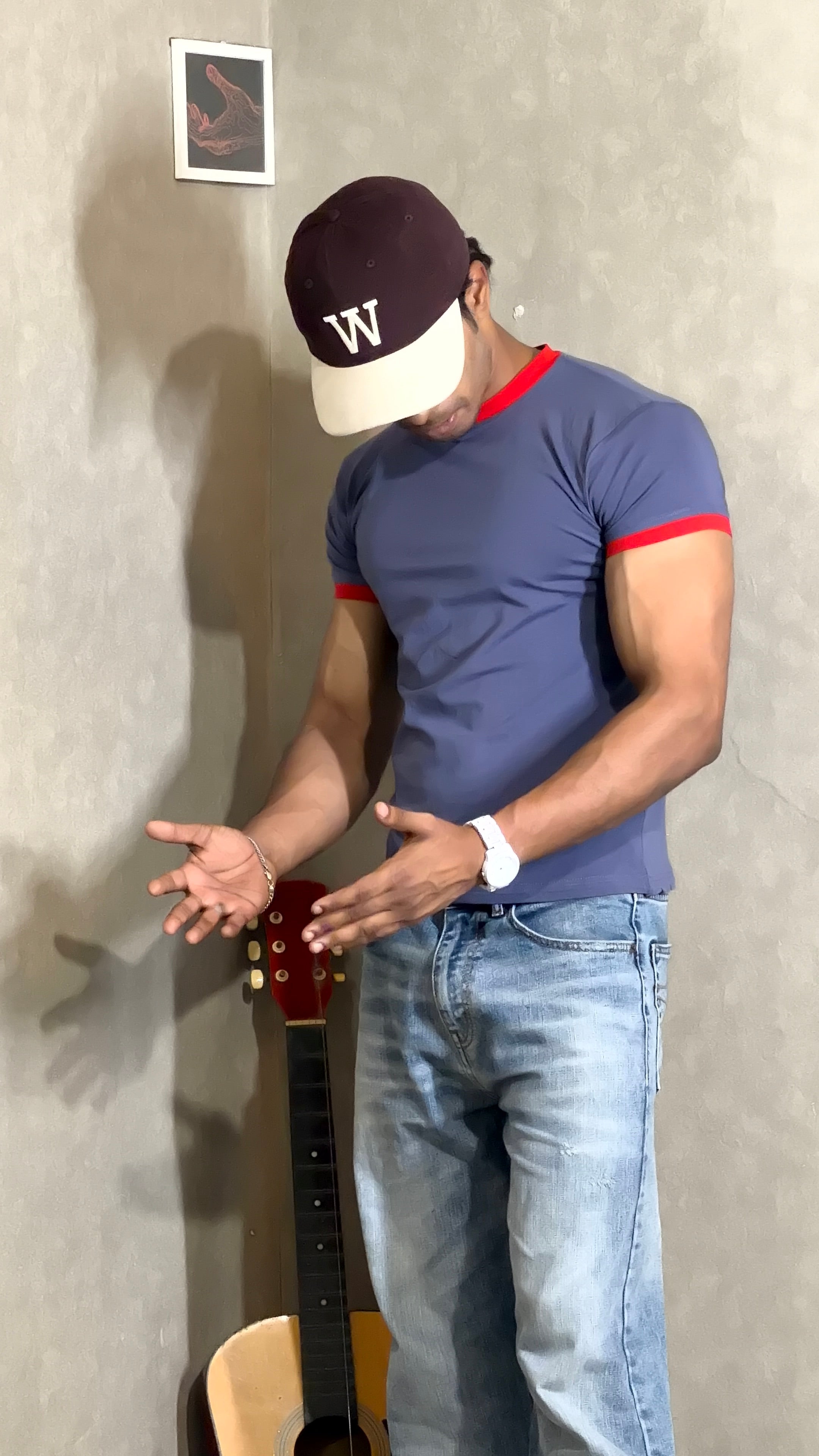 Blue & Red Ringer Tee for Men
