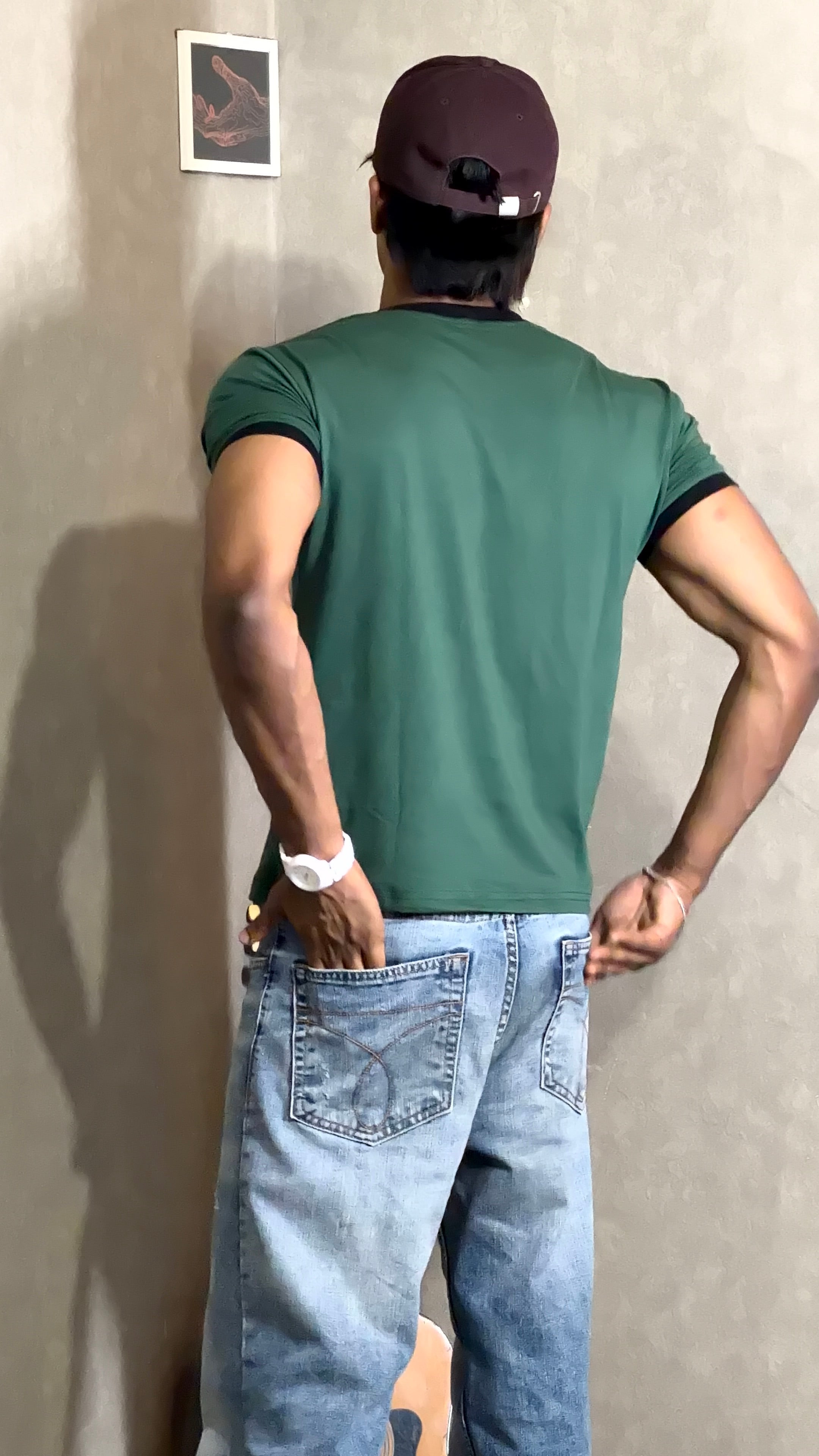 Green & Black Ringer Tee for Men