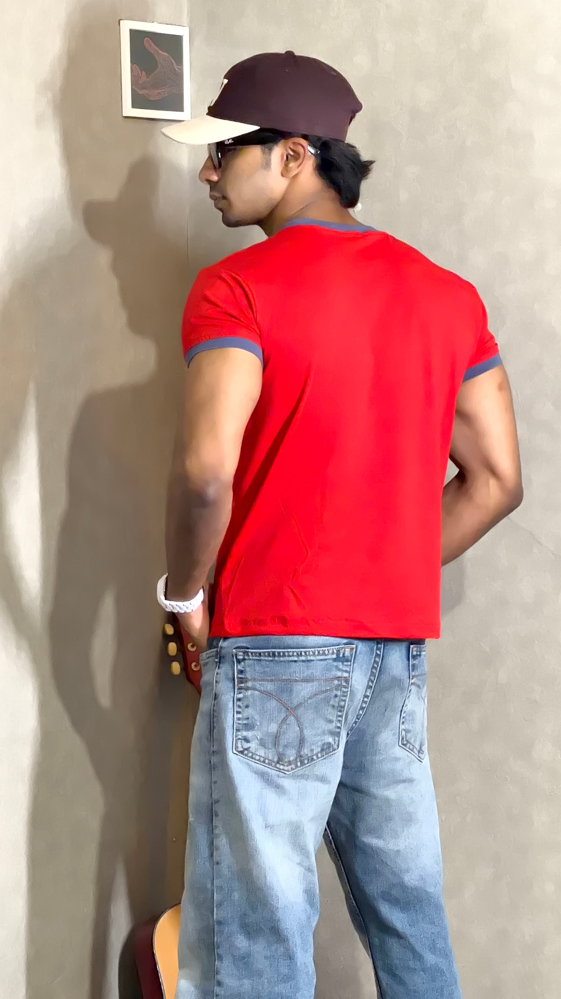 Red & Blue Ringer Tee for Men
