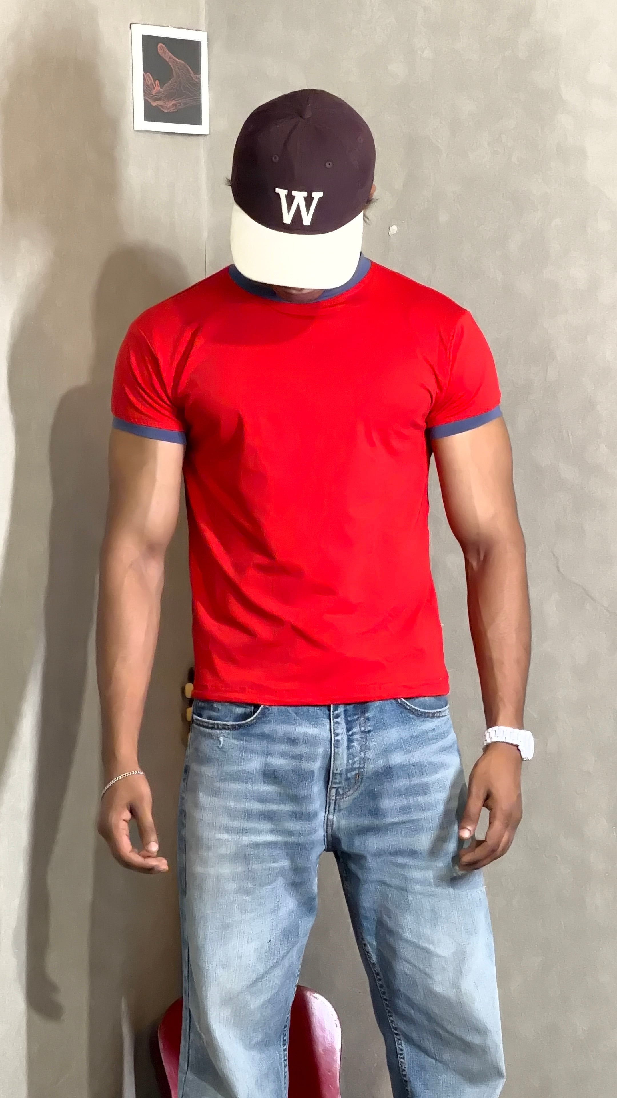 Red & Blue Ringer Tee for Men