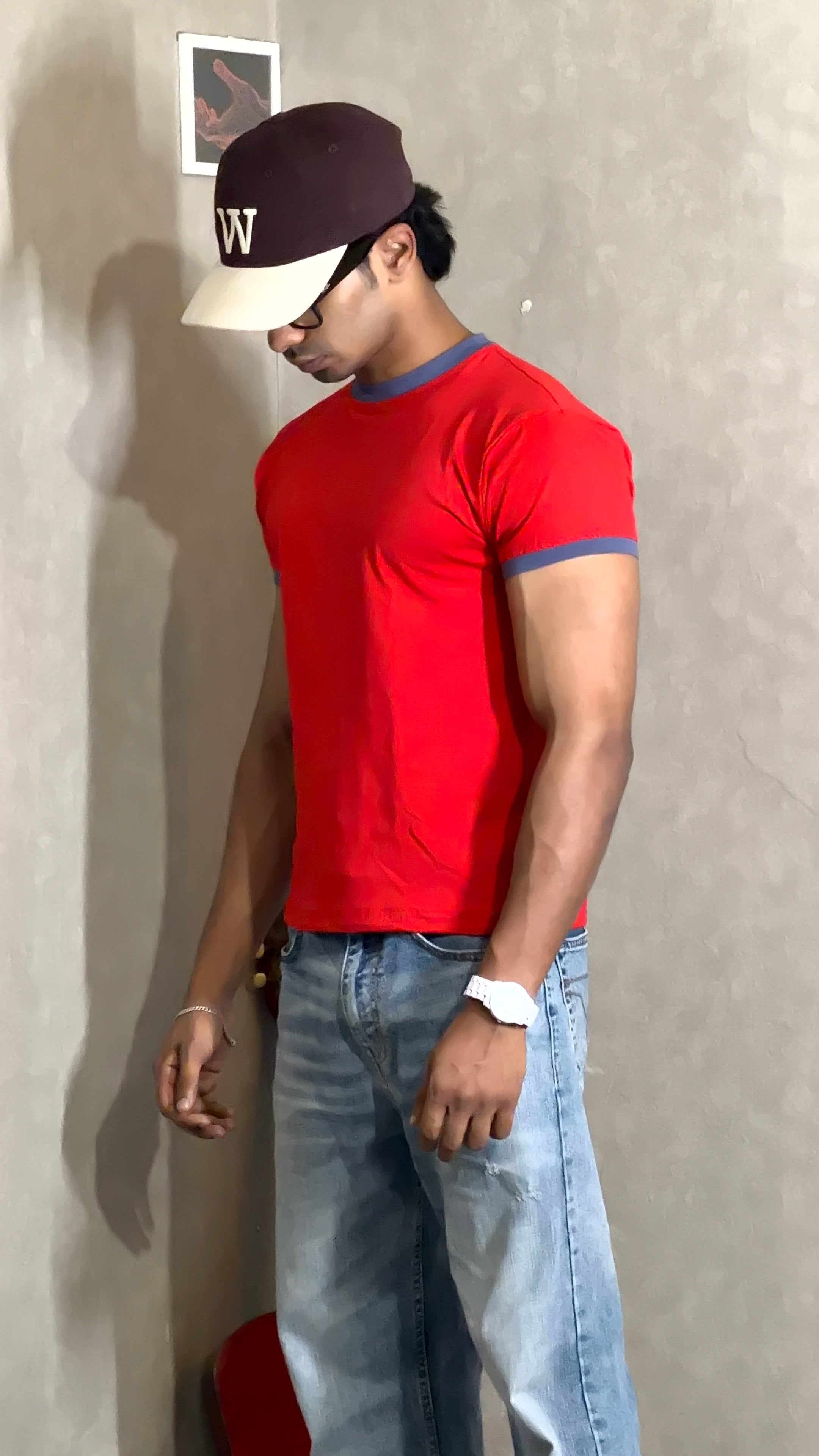 Red & Blue Ringer Tee for Men