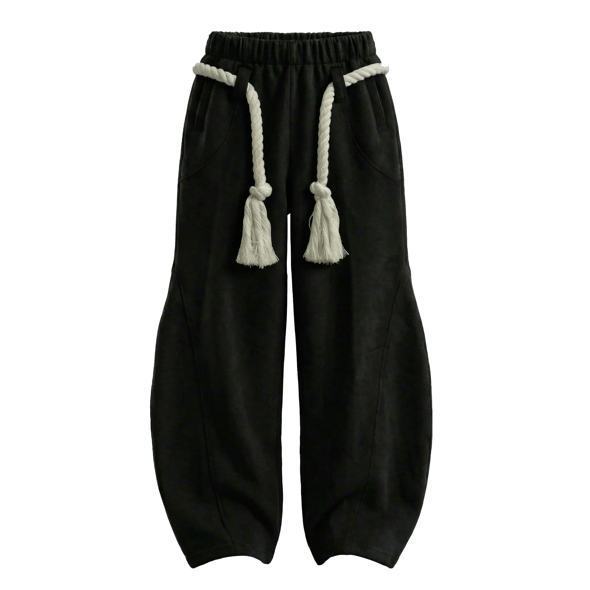 Toji Rope Black Pants – Barrel Fit Cotton Sweatpants
