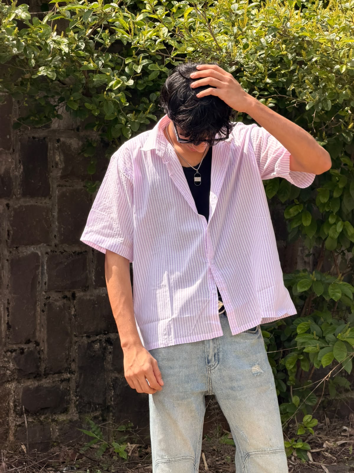 Blush Stripe Seersucker Boxy Fit Shirt – Pink & White