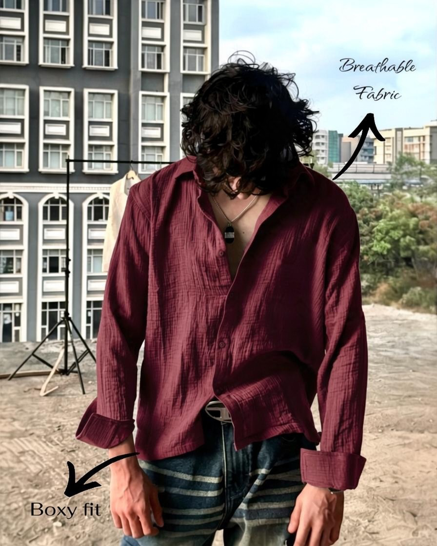 Maroon Gauze Shirt – Boxy Fit
