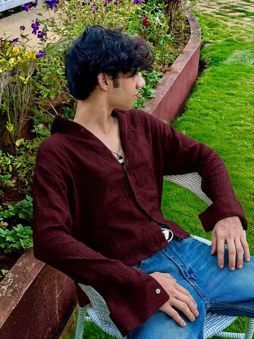 Maroon Gauze Shirt – Boxy Fit