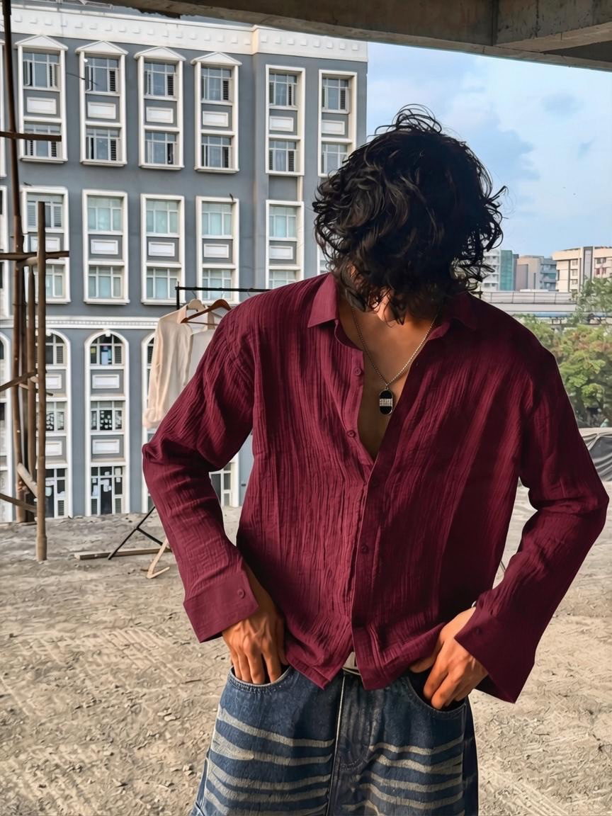 Maroon Gauze Shirt – Boxy Fit