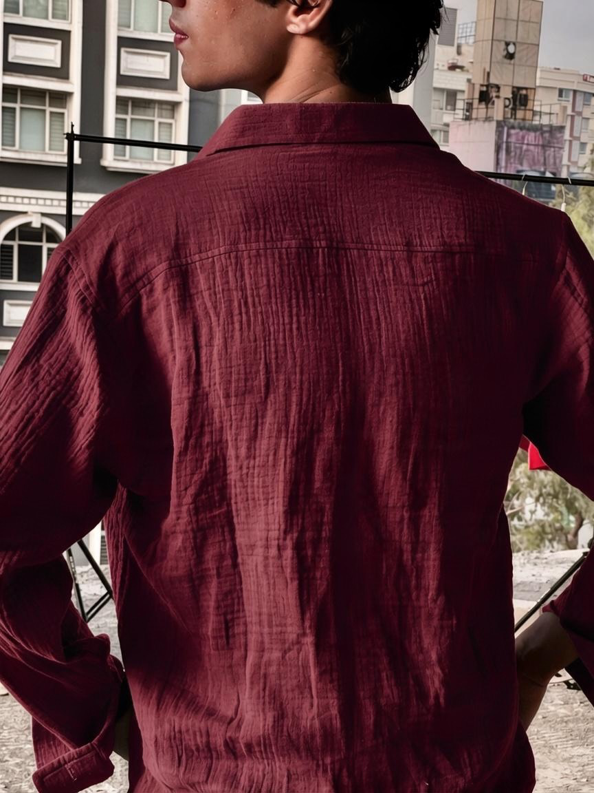 Maroon Gauze Shirt – Boxy Fit