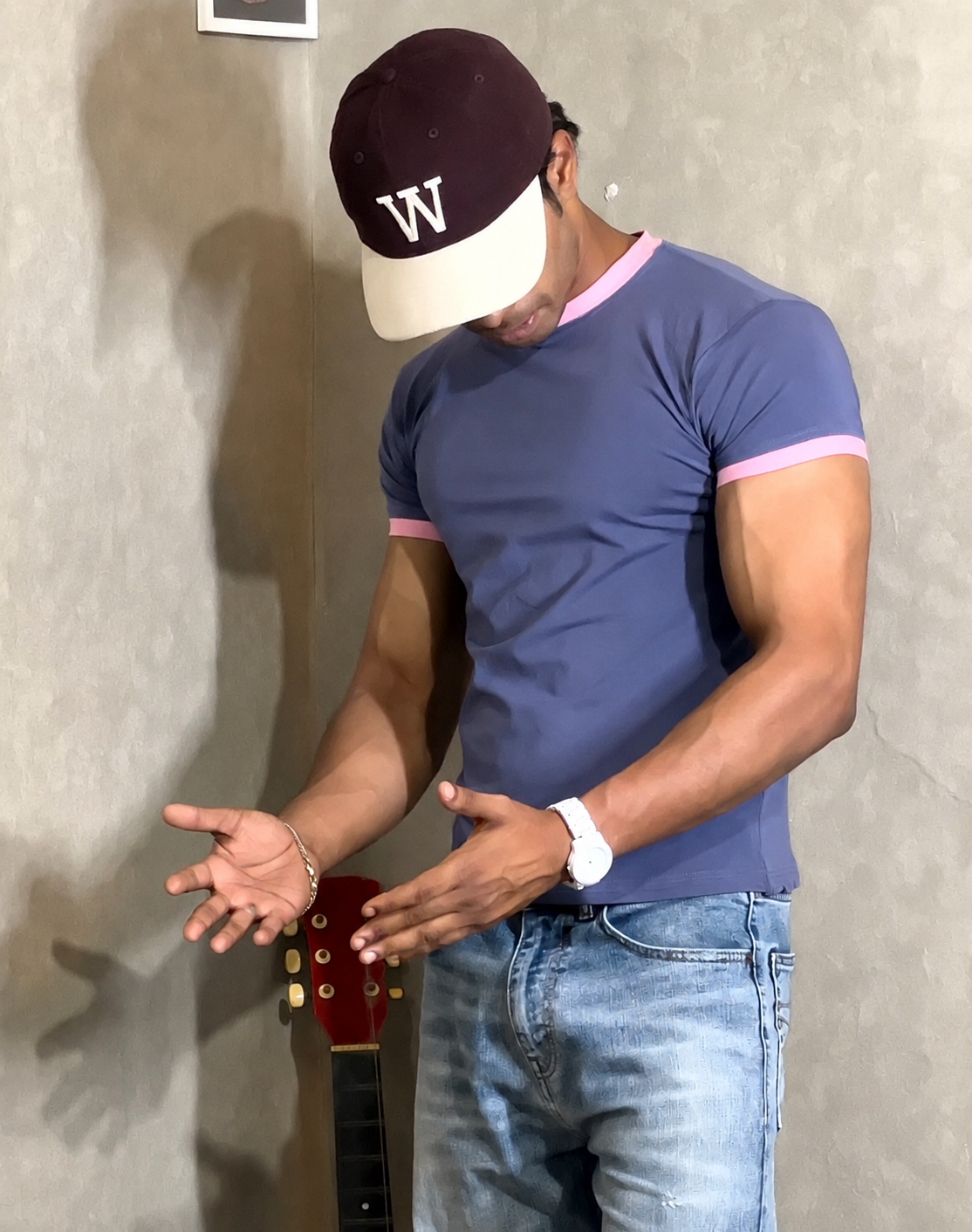 Blue & Pink Ringer Tee for Men