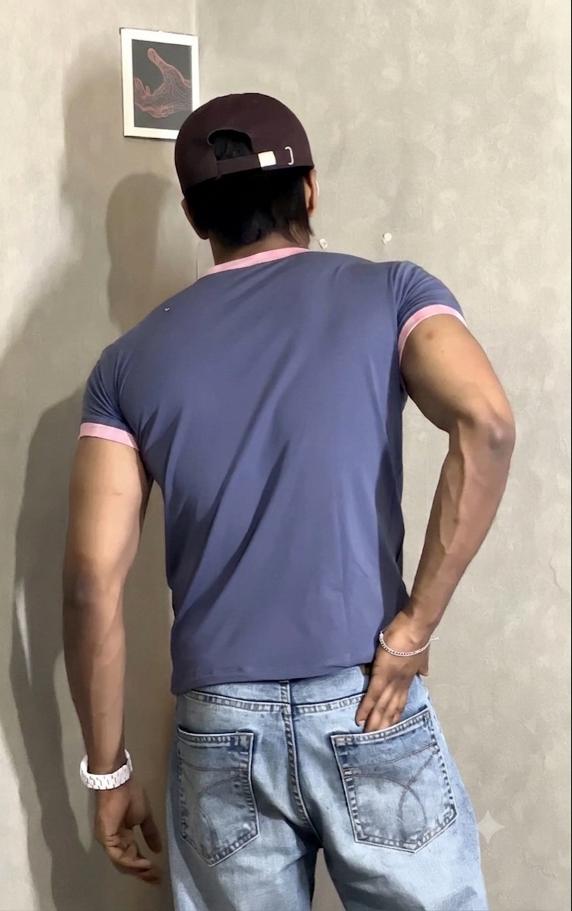 Blue & Pink Ringer Tee for Men