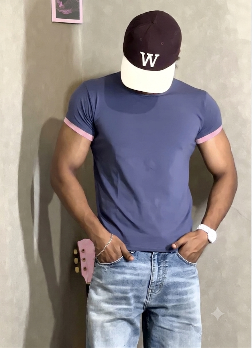 Blue & Pink Ringer Tee for Men
