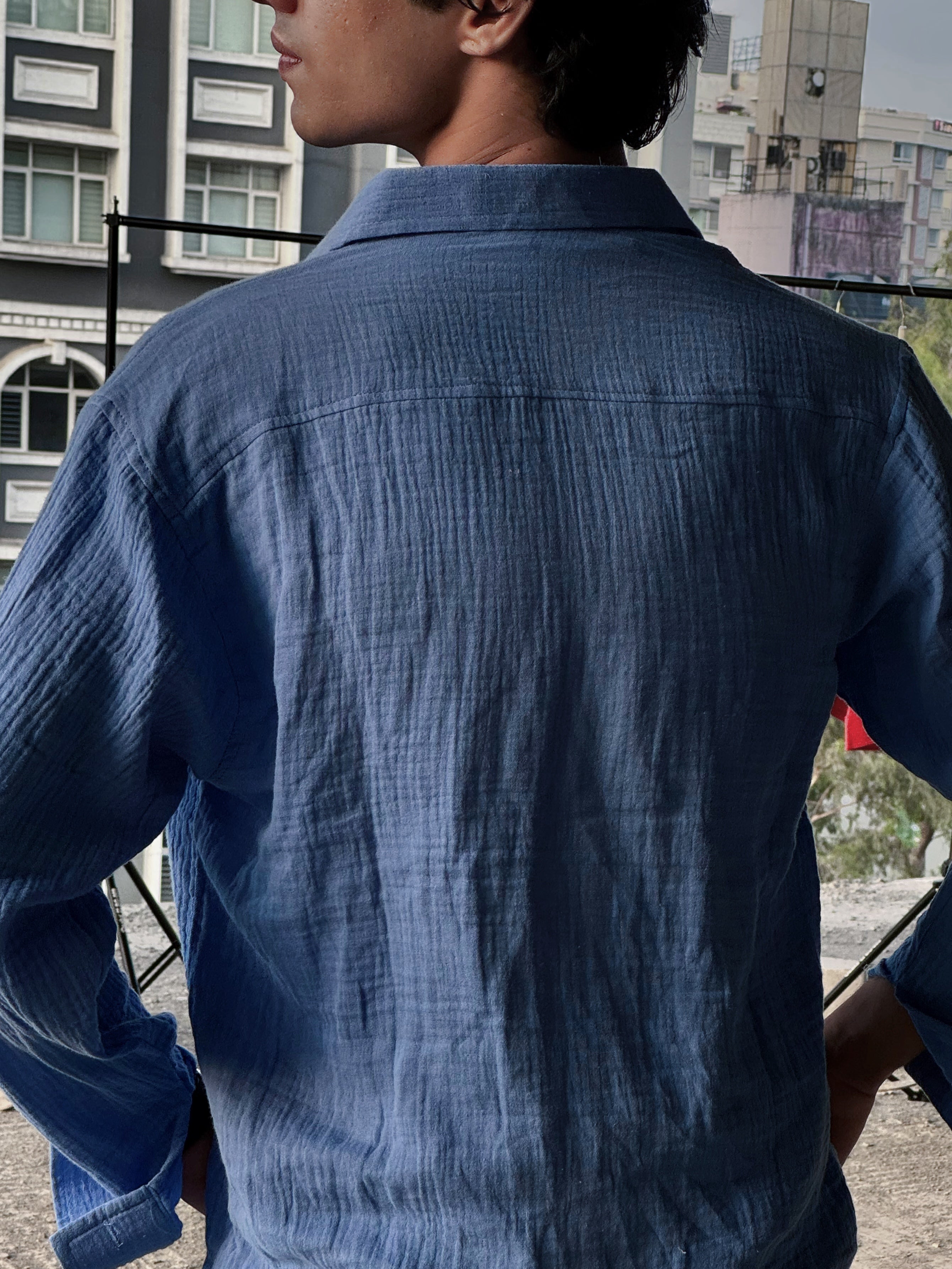 Sky Blue Gauze Shirt – Boxy Fit