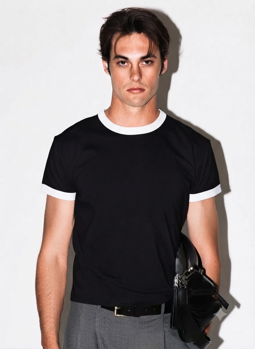Black & White Ringer Tee for Men