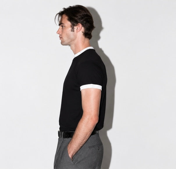 Black & White Ringer Tee for Men