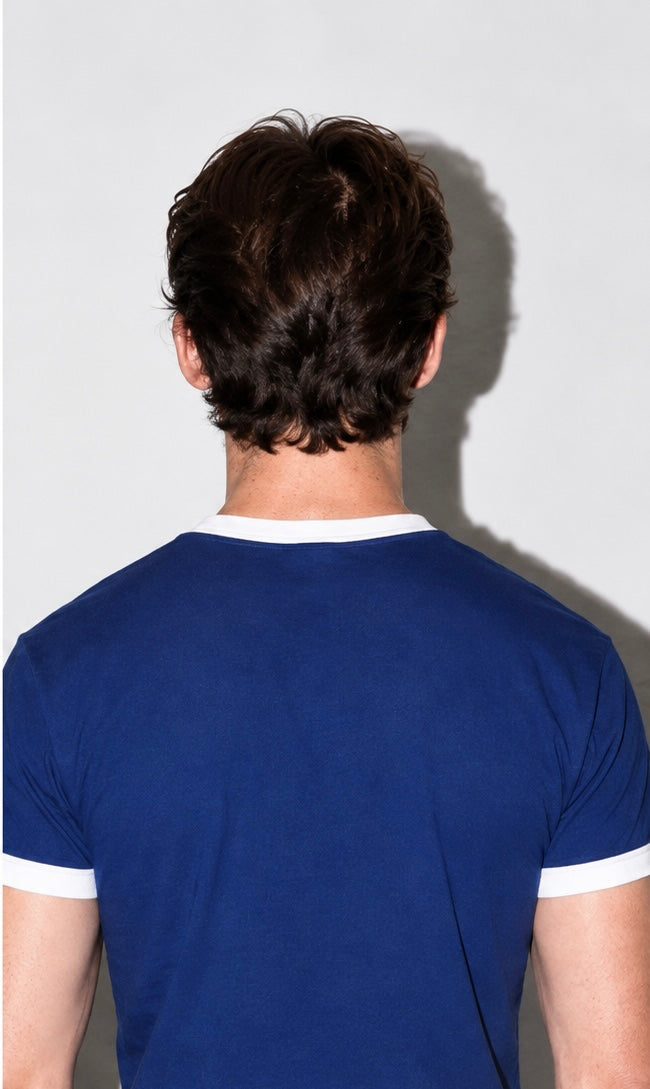 Blue & White Ringer Tee for Men