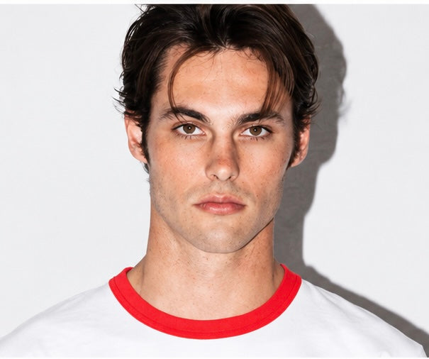 White & Red Ringer Tee for Men