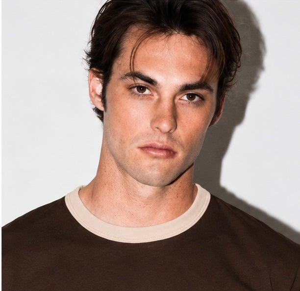 Brown & Beige Ringer Tee for Men