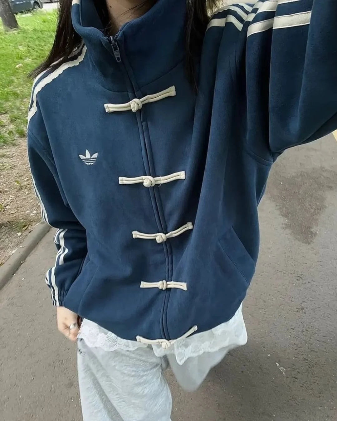 Blue CNY Jacket –  Mandarin Style Oversized | YDWC