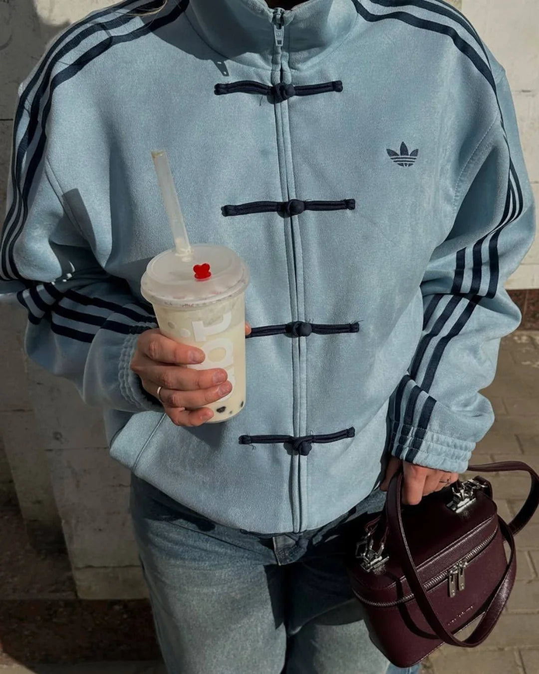 Sky Blue CNY Jacket –  Mandarin Style Oversized | YDWC